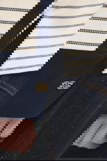 Polo tričko GANNI Striped Single Piquet Jersey Polo Shirt Béžová | T4215, 4