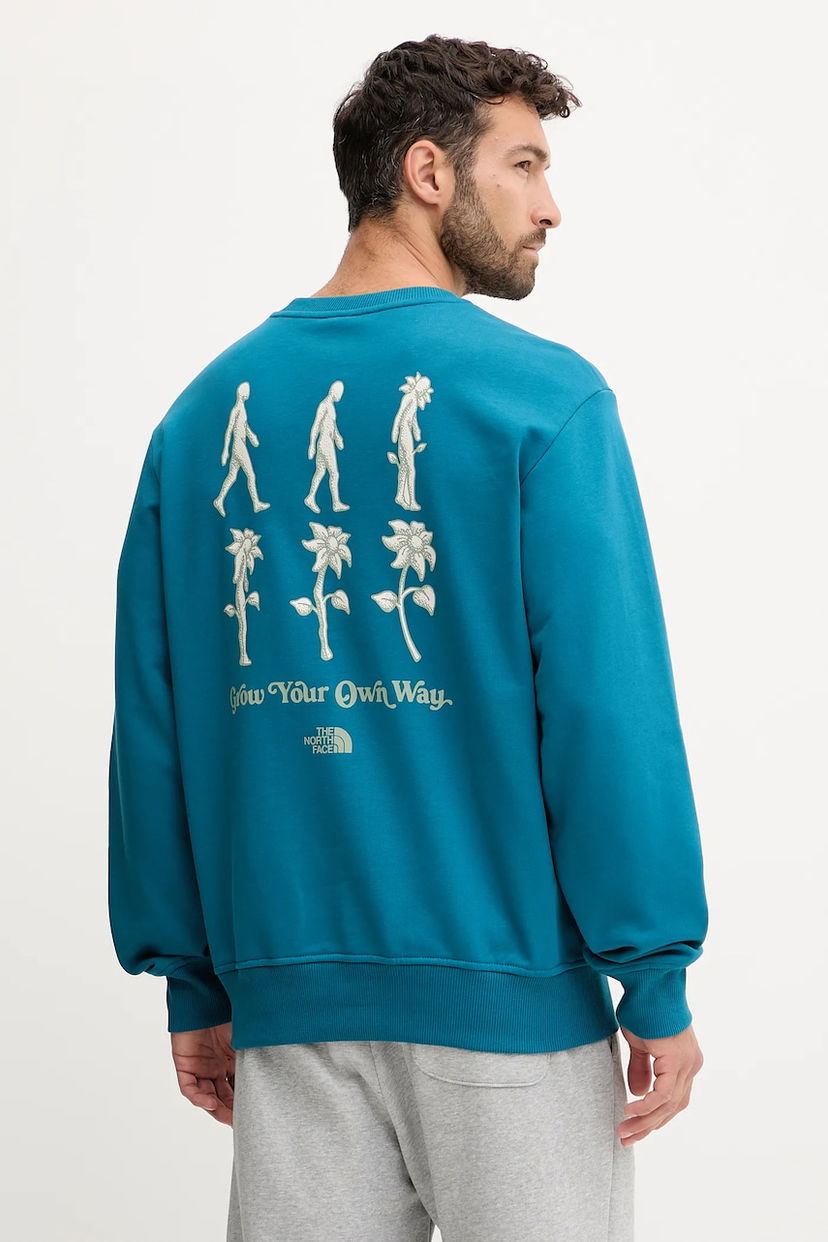 Mikina The North Face Connect Relaxed Fit Crewneck Sweatshirt with Grow Your Own Way Graphic Print Tyrkysová | NF0A8E3ZBSI1
