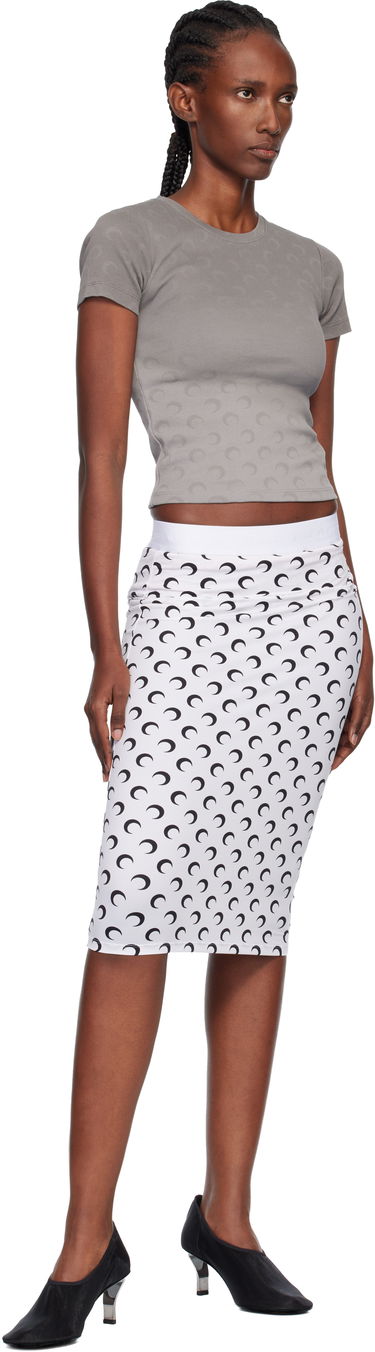 Sukňa Marine Serre Marine Serre Moon Printed Jersey Knee Length Midi Skirt Biela | WSK123ACJER0001, 3