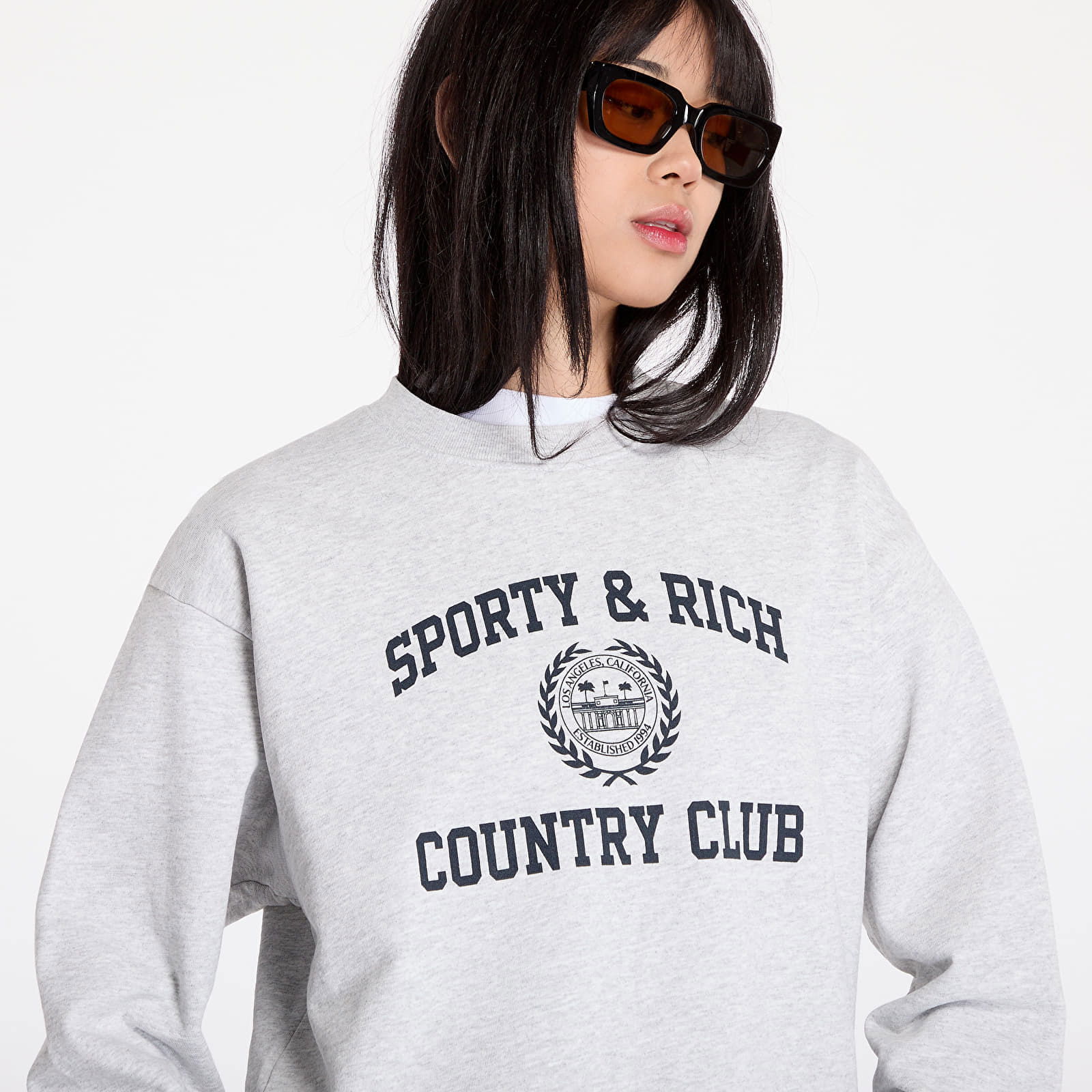 Varsity Crest Crewneck UNISEX Heather Gray/ Navy S