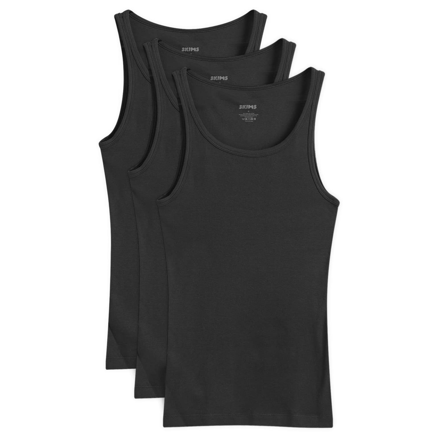 Tielko SKIMS Ribbed Cotton Tank Top - 3-Pack Čierna | TP-TNK-5788M-ON, 1