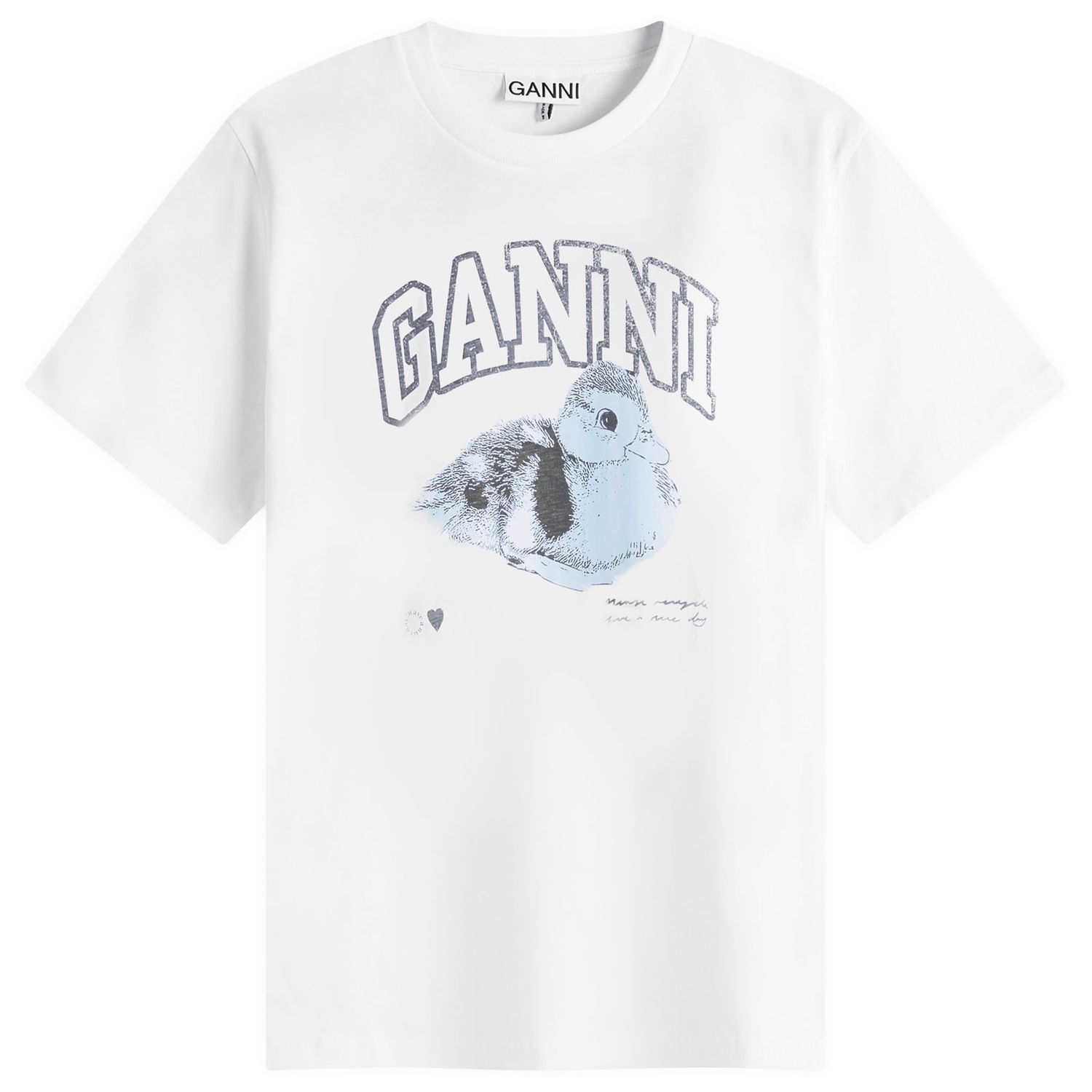 Tričko GANNI Duckie Relaxed T-Shirt, Size Large Biela | T4290-151, 1