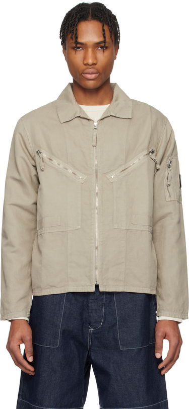 Bomber bunda C.P. Company C.P. Company Cotton Linen Zip Overshirt Béžová | 18CMOS103A-006273G, 0