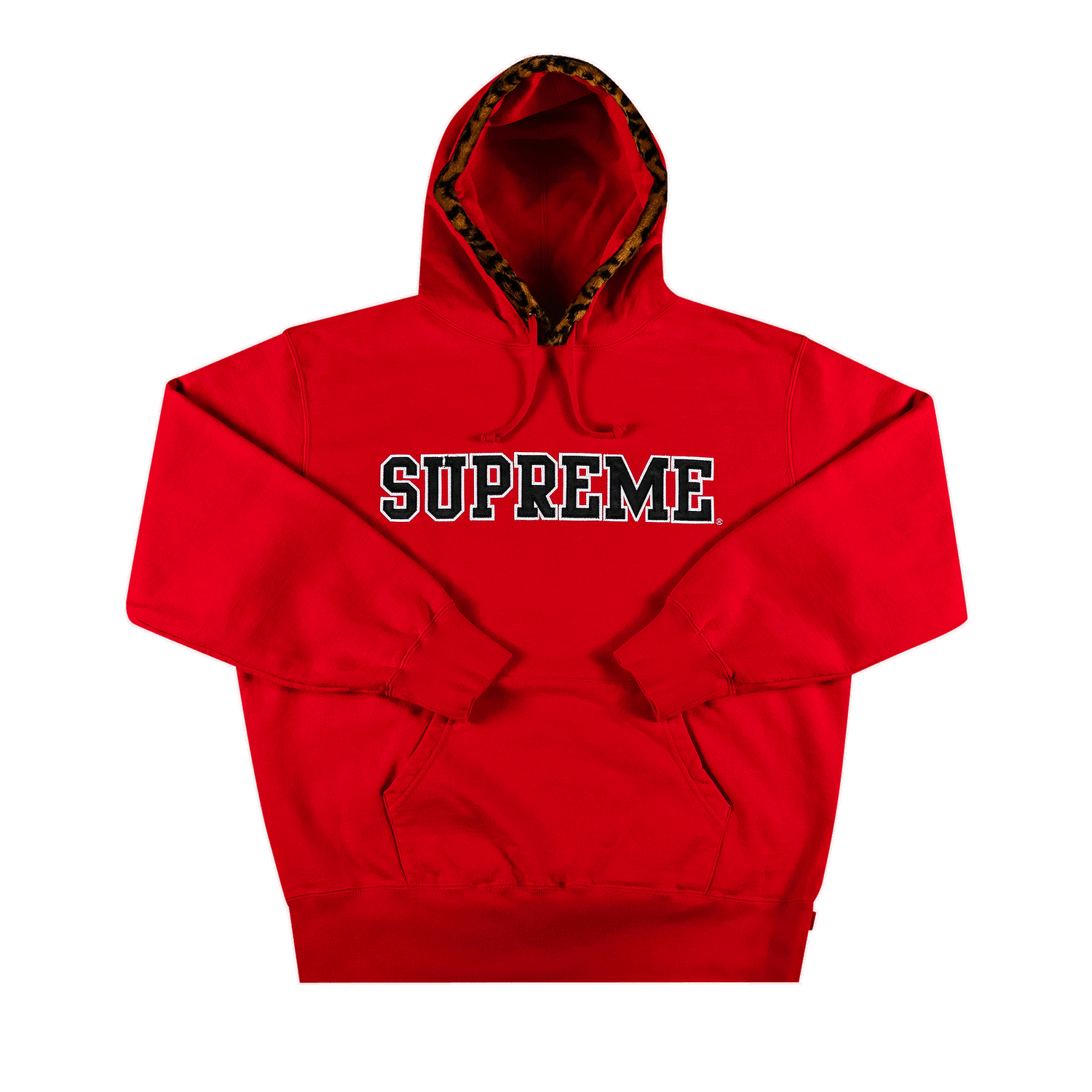 Mikina Supreme Leopard Trim Hooded Sweatshirt Červená | FW21SW92 RED, 0