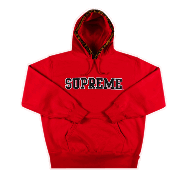 Mikina Supreme Leopard Trim Hooded Sweatshirt Červená | FW21SW92 RED, 0