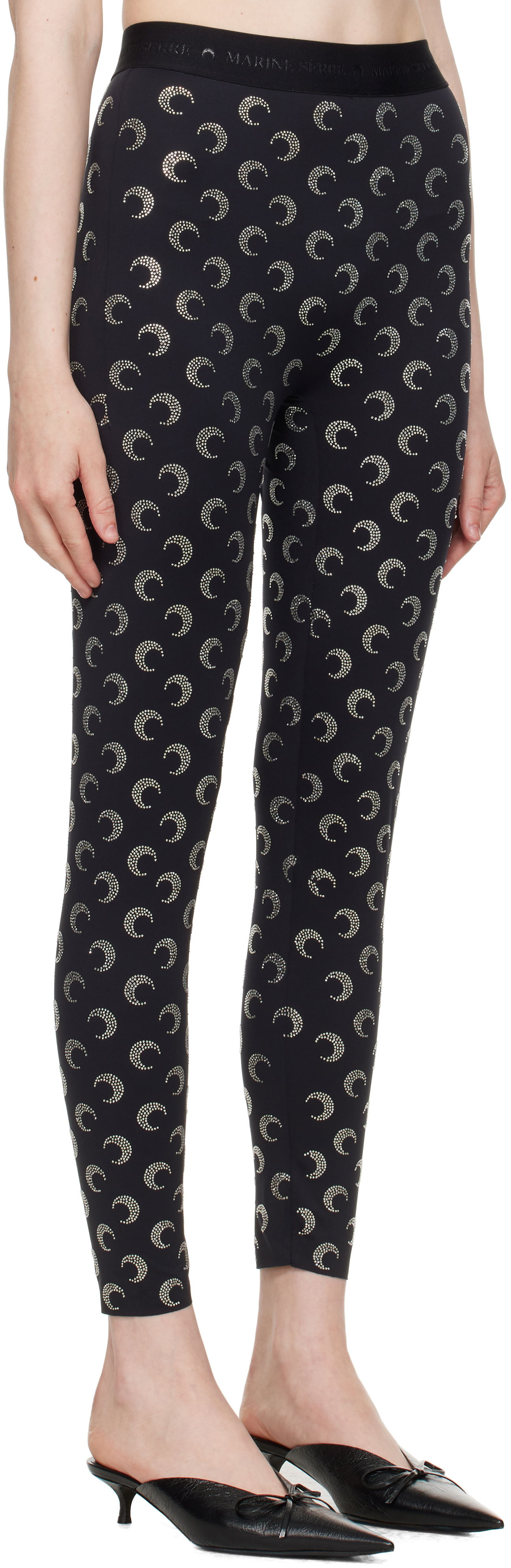 Legíny Marine Serre Marine Serre Moon Rhinestoned Jersey Leggings Čierna | WPA111A CJER0002, 1