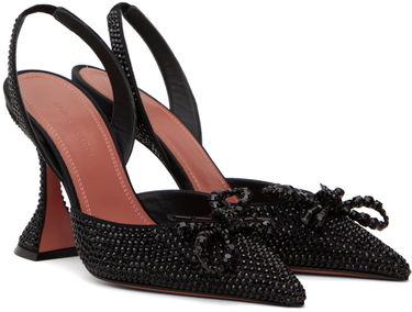 Tenisky a topánky Amina Muaddi Amina Muaddi Rosie Crystal Slingback Heels Čierna | ROSIE CRYSTAL SLING CL SATIN, 3