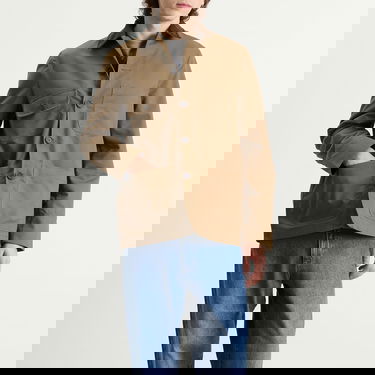 Bunda Universal Works Brushed Polytech Merchant Jacket with Corduroy Collar and Patch Pockets Hnedá | 33118-KHK, 2