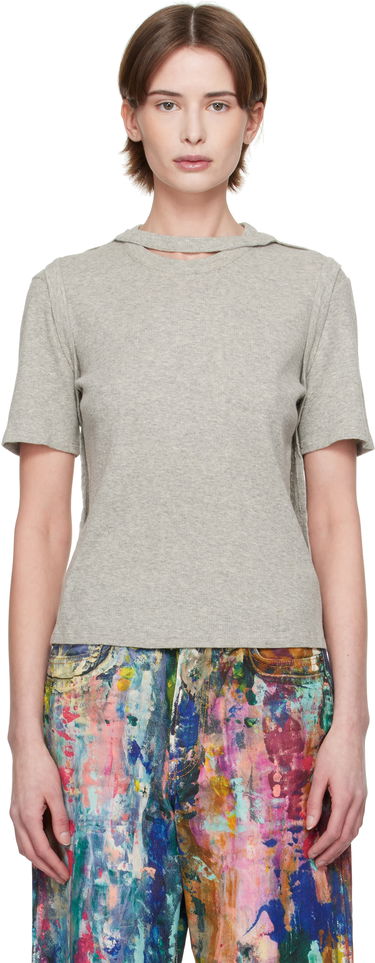 Tričko Eckhaus Latta Eckhaus Latta Flip Ribbed T-Shirt Šedá | 1204-EL-PS25-CE -, 0