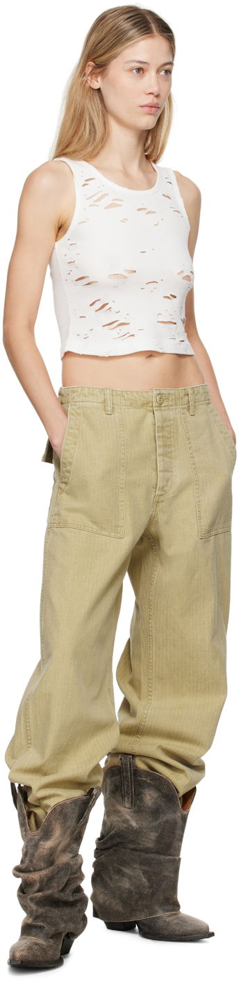 Nohavice R13 R13 Wide Leg Trousers Béžová | R13WR077-R381B, 3