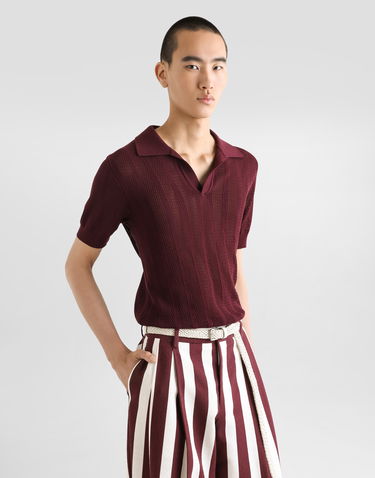Polo tričko Dolce & Gabbana Dolce & Gabbana Openwork Short-Sleeved Polo Shirt Vínová | GXZ62TJBCFLM5039, 3