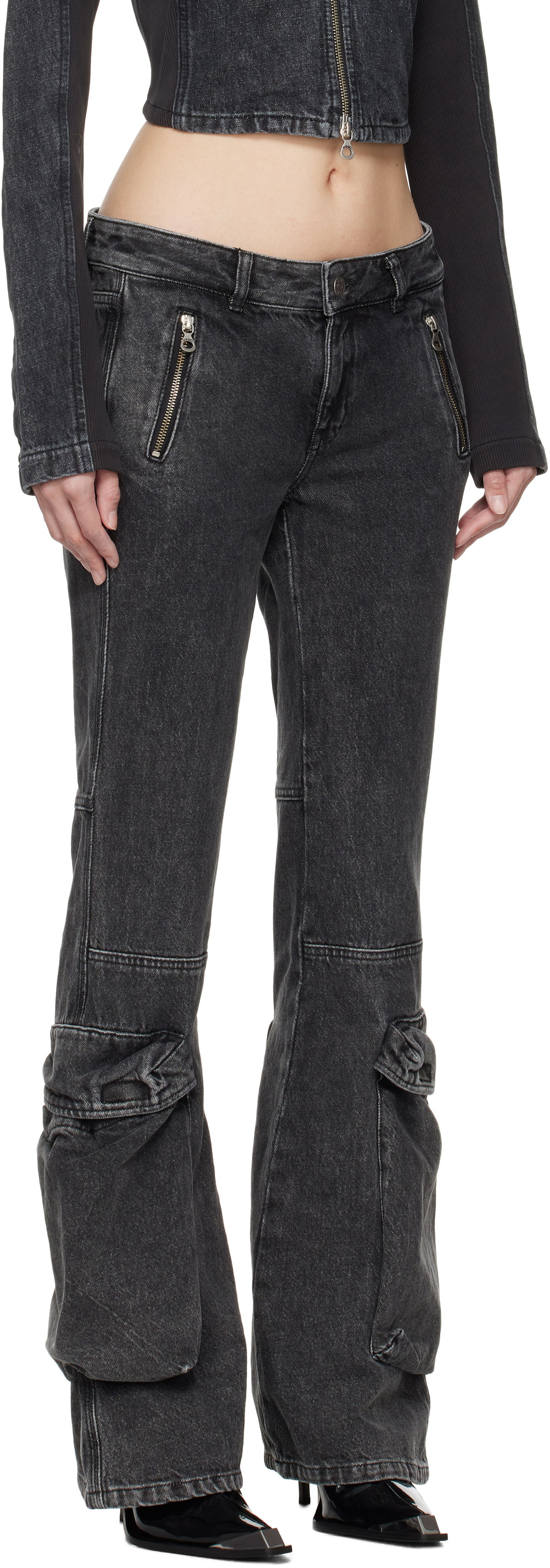 Cargo nohavice Diesel Black D-Poky-S Low Rise Cargo Jeans Čierna | A14739 0CBDH D-POKY-S PANTALON, 1