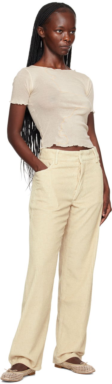Nohavice Baserange Wide Leg Corduroy Trousers Béžová | TRIN-CO-AU23, 3