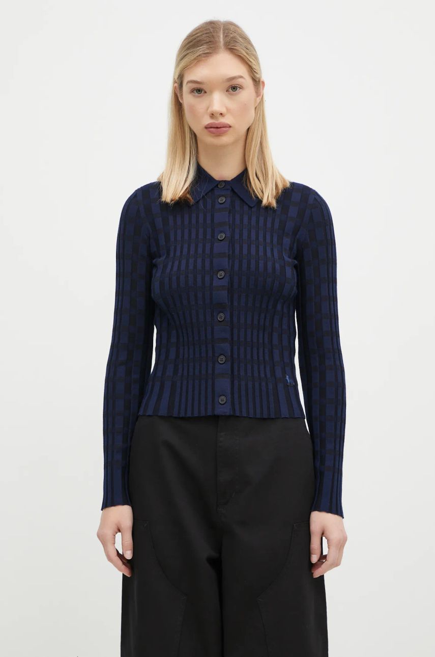 Košeľa MAISON KITSUNÉ Checked Wool Cardigan Modrá | NW00412KF0003, 0