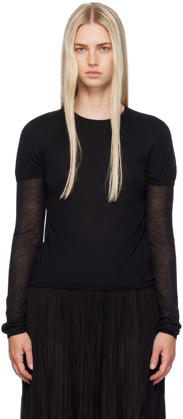 Tričko TOTEME TOTEME Layered Long Sleeve T-Shirt Čierna | 243-WRT0348-YA0079, 0