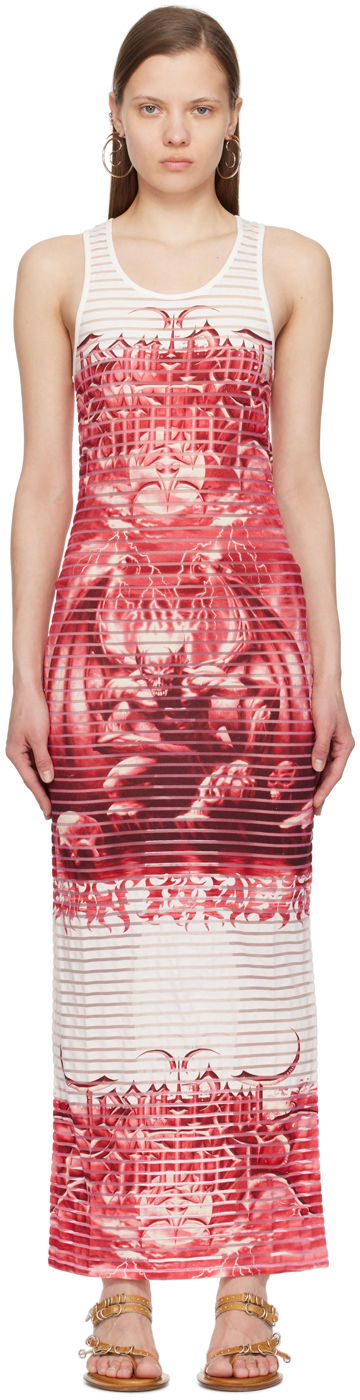 Šaty Jean Paul Gaultier Scoop Neck Graphic Maxi Dress Červená | 24/25-F-RO158-J544-0130, 0