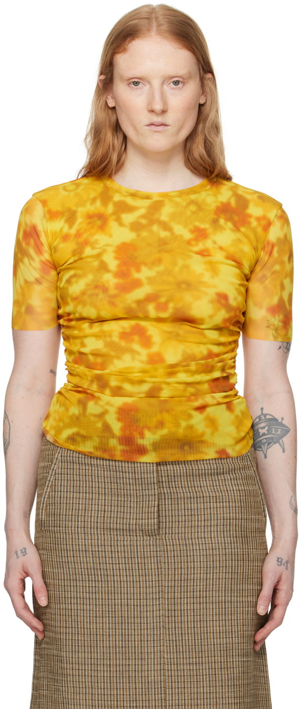 Tričko Acne Studios Ruched T-Shirt Žltá | AL0414-, 0