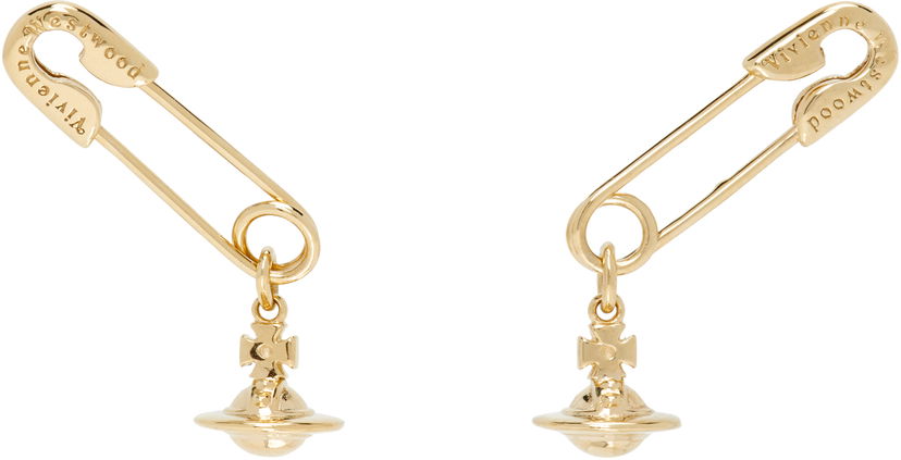 Náušnice Vivienne Westwood Vivienne Westwood Gold-Tone Safety Pin Drop Earrings Metalická | 6201035Y-01R001-