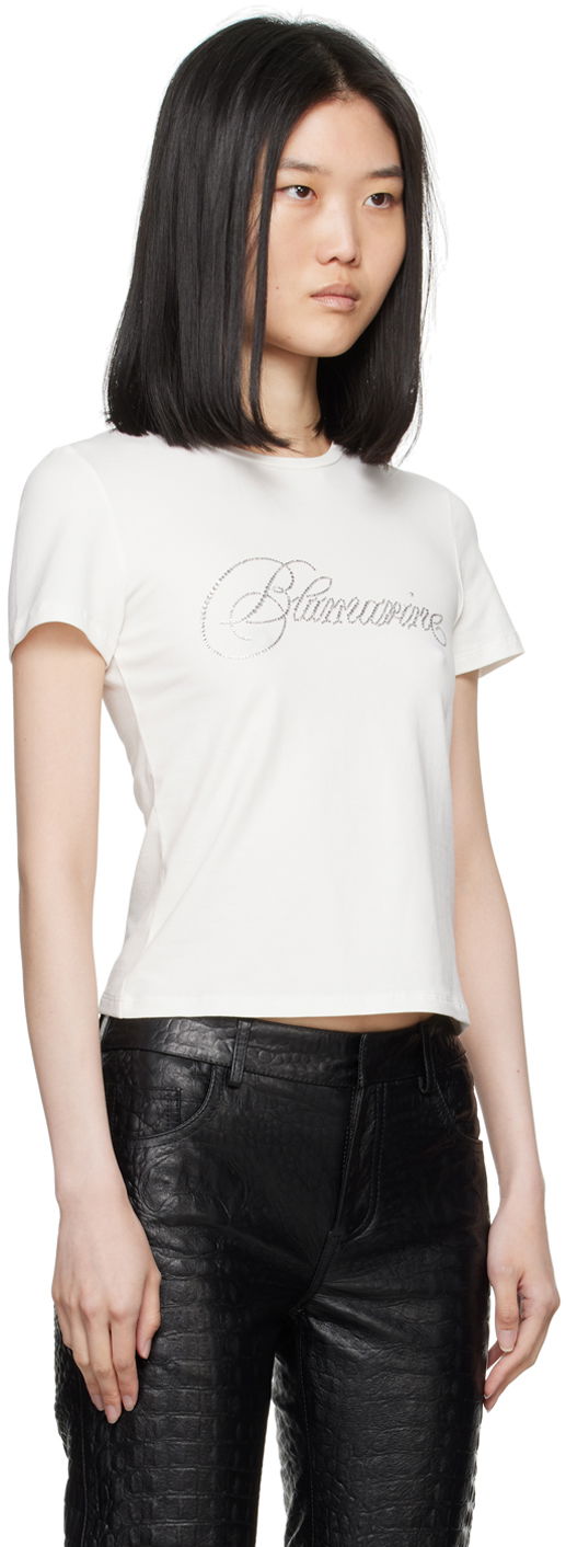 Tričko Blumarine Crystal Logo T-Shirt Biela | A422T075A, 1
