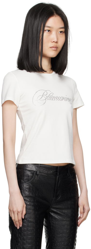Tričko Blumarine Crystal Logo T-Shirt Biela | A422T075A, 1