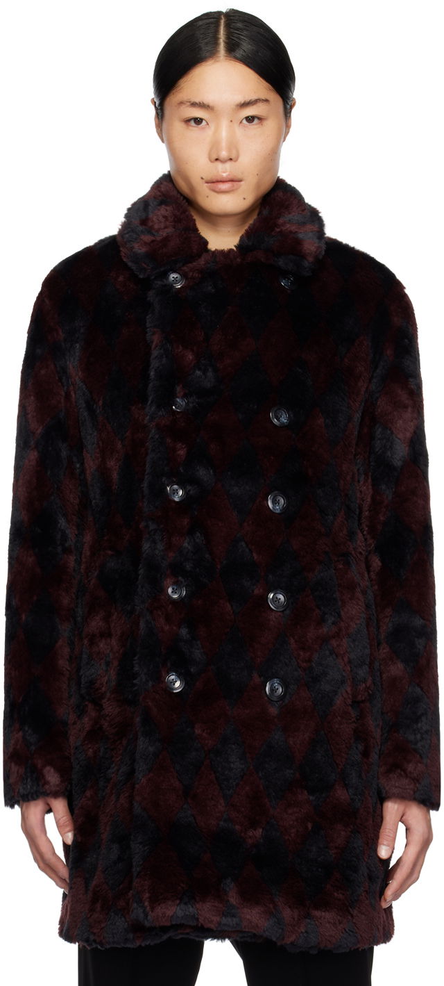 Kabáty Needles Argyle Faux-Fur Peacoat Vínová | NS079, 0