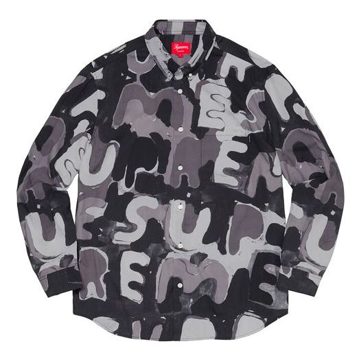Košeľa Supreme Painted Logo Pattern Button-Up Shirt Čierna | SUP-SS20-600, 0