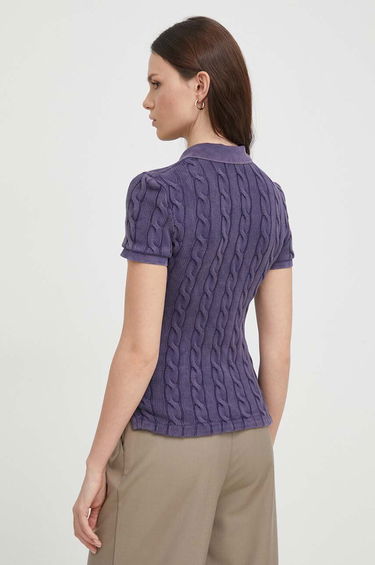 Polo tričko Polo by Ralph Lauren Cable Knit Polo Shirt Fialová | 211943010, 2