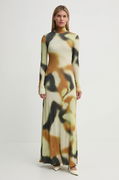 Maxi Abstract Print Turtleneck Dress