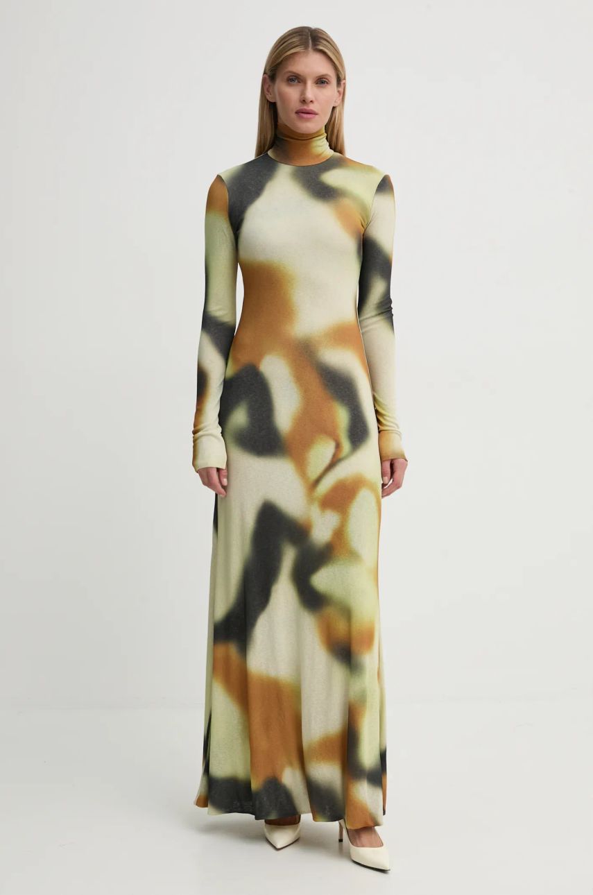 Šaty Nanushka Maxi Abstract Print Turtleneck Dress Béžová | NW24FWDR32976, 0