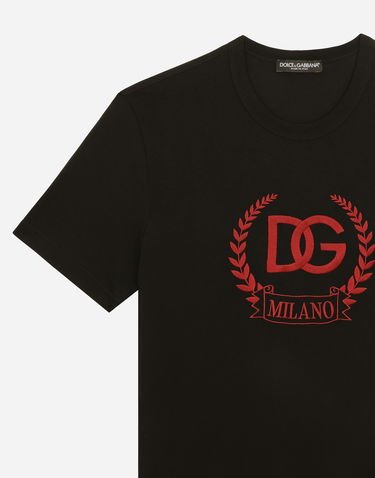 Tričko Dolce & Gabbana Cotton T-shirt With Dg Milano Logo Embroidery Čierna | G8PE3ZG7J5YN0000, 2