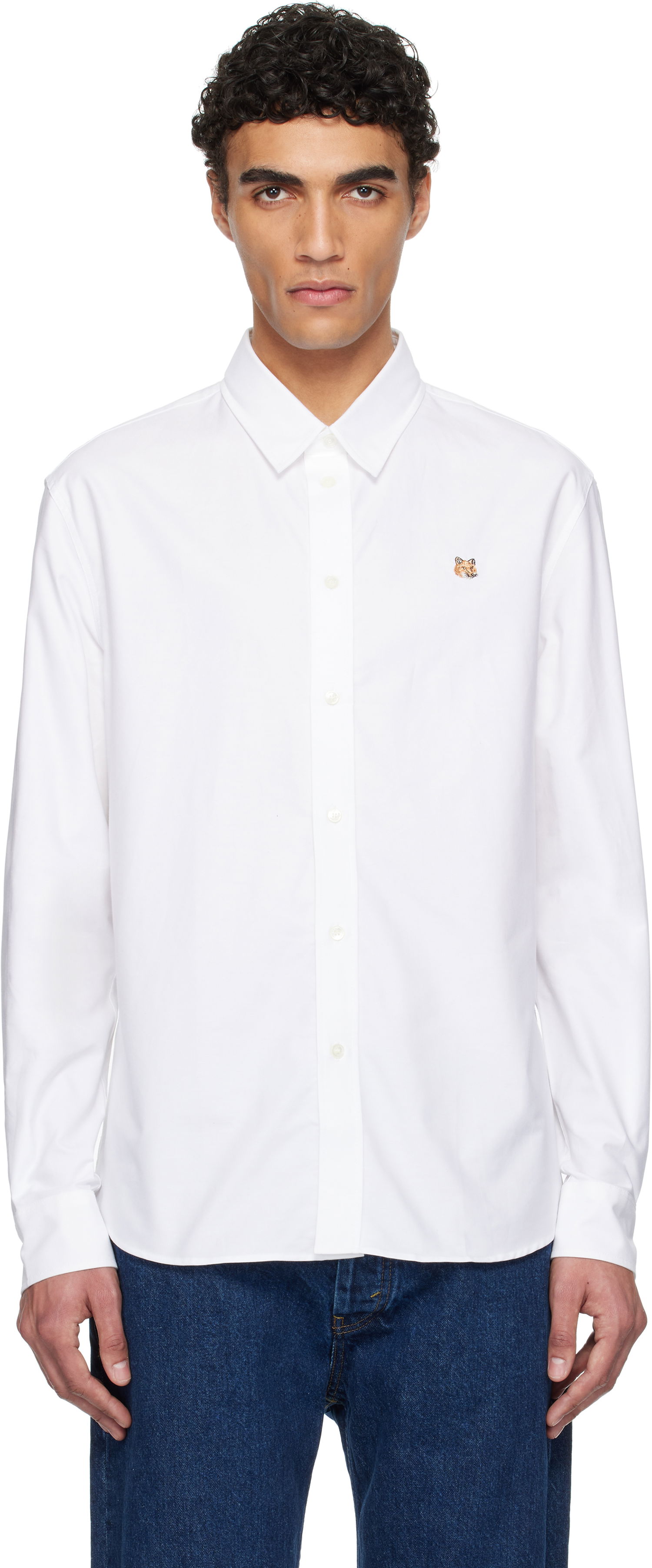 Košeľa MAISON KITSUNÉ Maison Kitsuné Casual Shirt with Fox Head Embroidery Biela | MM00408WC5012, 0