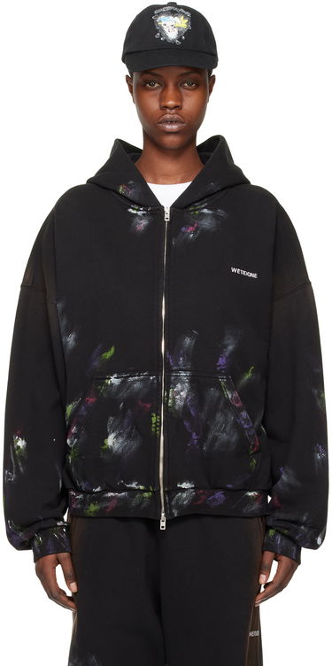 Mikina We11done Painted Zip-Up Hoodie Čierna | WD-TJ0-24-777-U-BK, 0