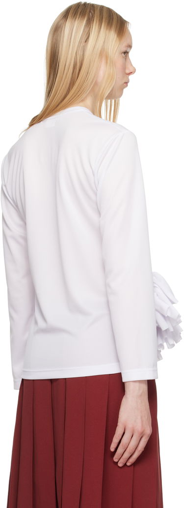 Tričko Comme des Garçons Comme des Garçons Ruffle Detail Long Sleeve T-Shirt Biela | RO-T002-S25, 2