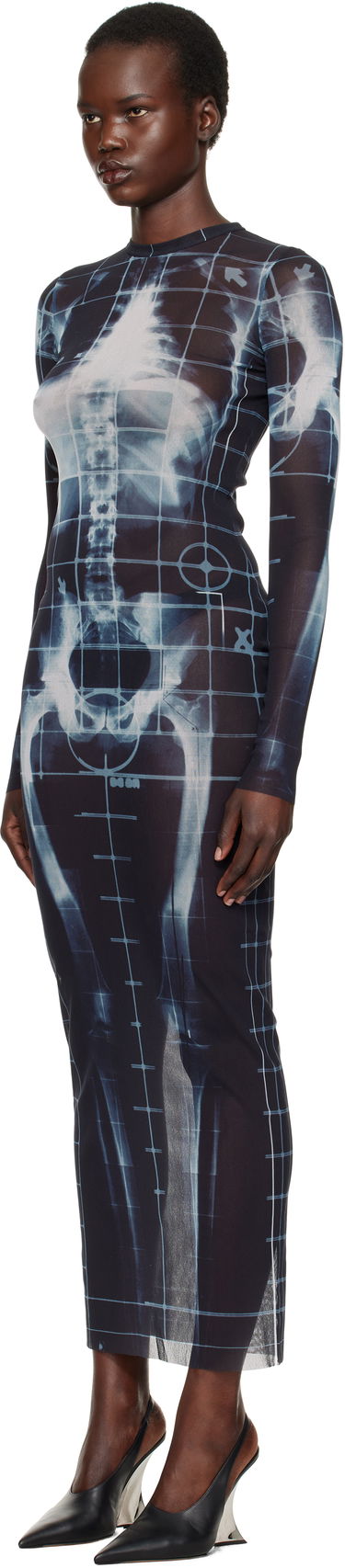 Šaty Jean Paul Gaultier Jean Paul Gaultier 'The Squeletor' Mesh Maxi Dress Modrá | 25/33-F-RO309-T580-005956, 3