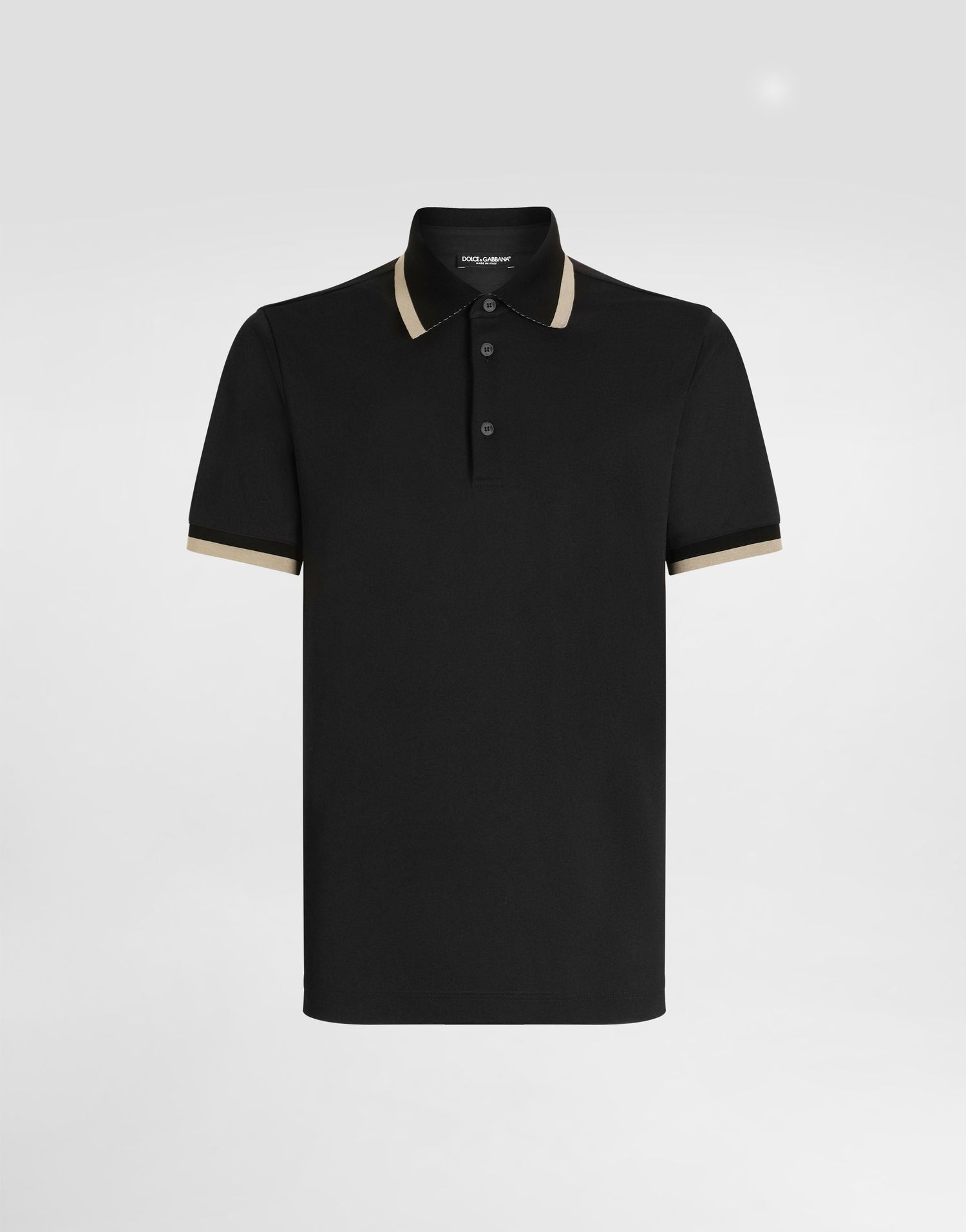 Polo tričko Dolce & Gabbana Dolce & Gabbana Jersey Polo Shirt with Beige Trim Čierna | G8SW8THU7VDN0000, 0