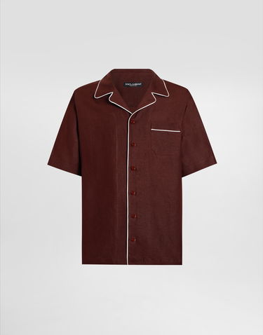 Košeľa Dolce & Gabbana Dolce & Gabbana Linen Hawaiian Shirt Vínová | G5NF5TFU4MCM5039, 0