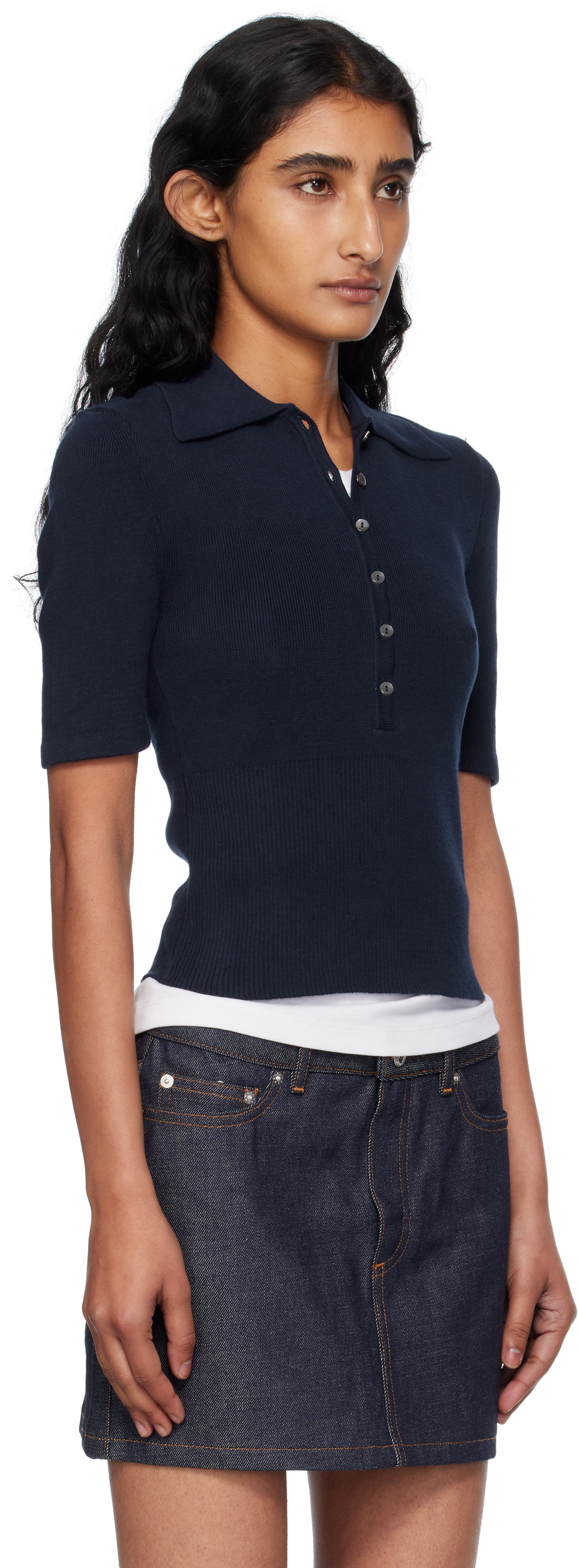 Polo tričko A.P.C. A.P.C. Joelle Knit Polo Navy | COGDK-F23421, 1