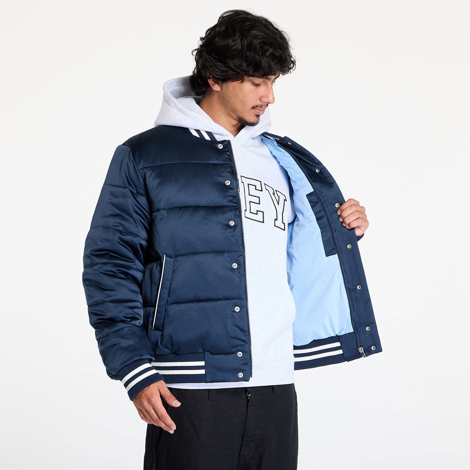 Satin Puffer Jacket Blue