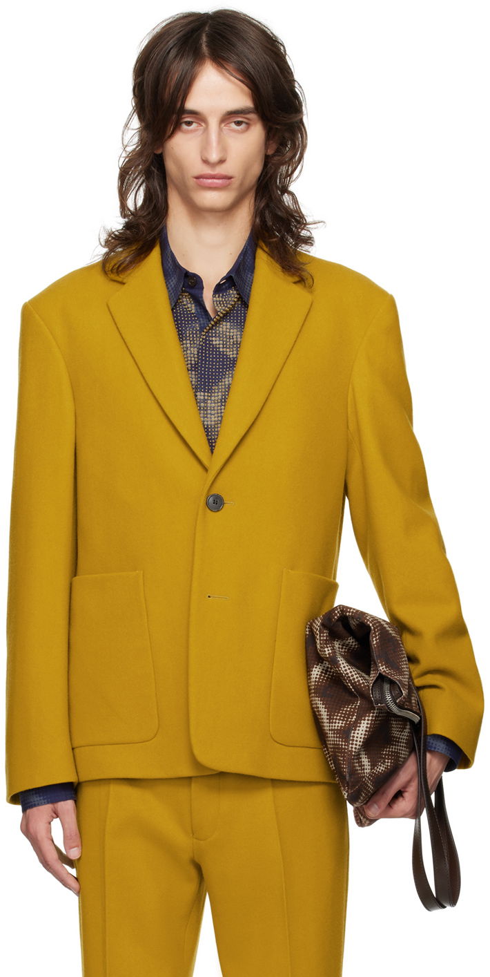 Bunda Dries Van Noten Notched Lapel Blazer Žltá | 242-020418-9179, 0