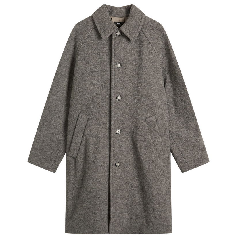 Kabáty A.P.C. A.P.C. Gaston Felted Wool Overcoat, Size Small Šedá | WVBEH-H01516-PLA