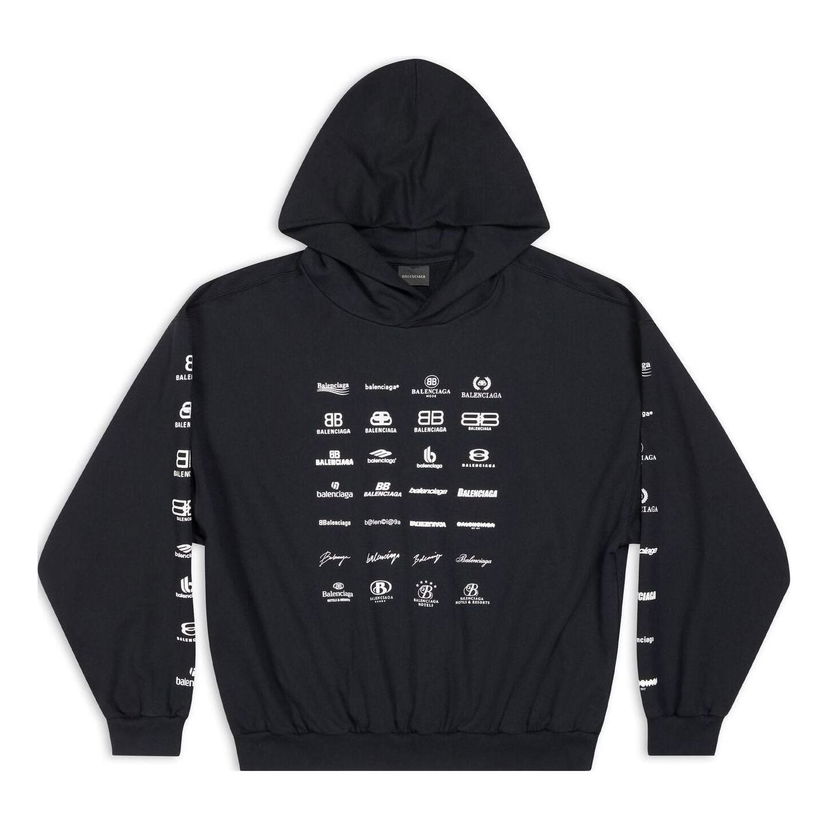 Mikina Balenciaga Archives Logos Hoodie Čierna | 726241TNVQ81070