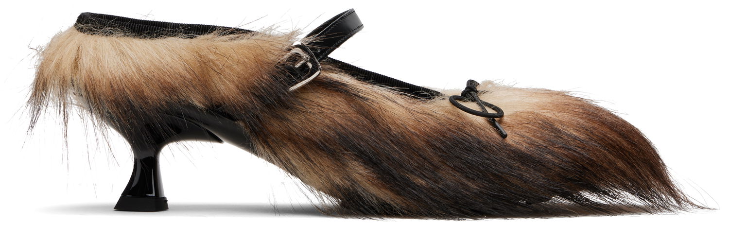 Starostlivosť o obuv Simone Rocha Simone Rocha Faux Fur Grip Mule Heels Hnedá | HBG1 1255, 0