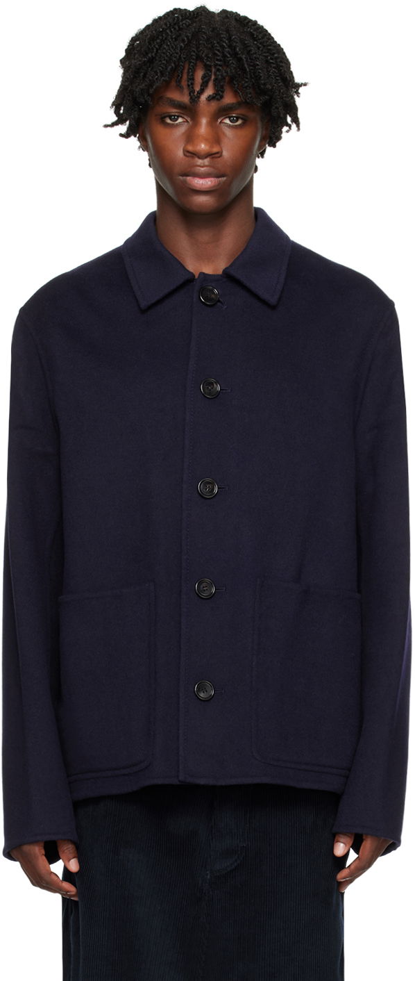 Kabáty AMI Double-Faced Coat Navy | HJK200.WV0022, 0