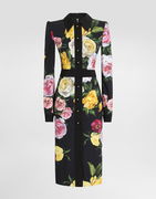 Dolce & Gabbana Peony and Rose Print Cady Shirt Dress