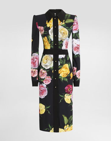 Šaty Dolce & Gabbana Dolce & Gabbana Peony and Rose Print Cady Shirt Dress Rôznofarebný | F6TLDTFSRPHHN5IY, 0
