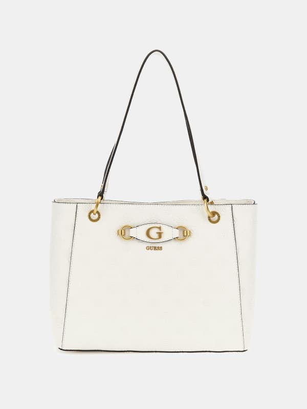 Kabelka GUESS Izzy 4G Peony Logo Shopper Biela | HWPD9209250, 0