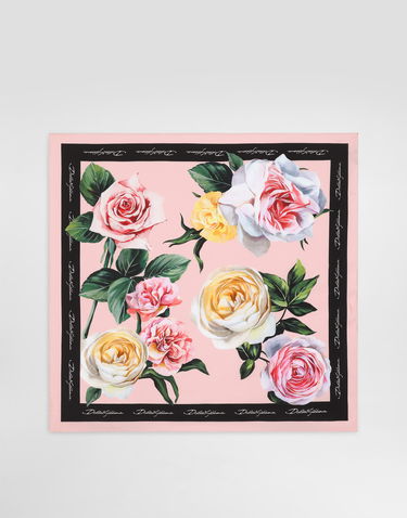 Šál Dolce & Gabbana Dolce & Gabbana Rose and Peony Print Silk Twill Square Scarf (70x70) Ružová | FN092RGDCUIHF5IY, 0