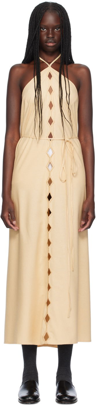 Šaty Baserange Halterneck Cutout Maxi Dress Béžová | DRCEL-WS-AU24, 0