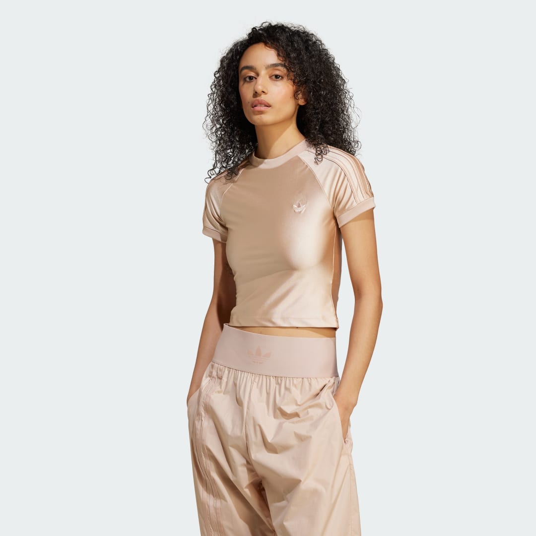 Crop Top adidas Performance 3-Stripes Cali Cropped T-Shirt Béžová | JJ0909, 0