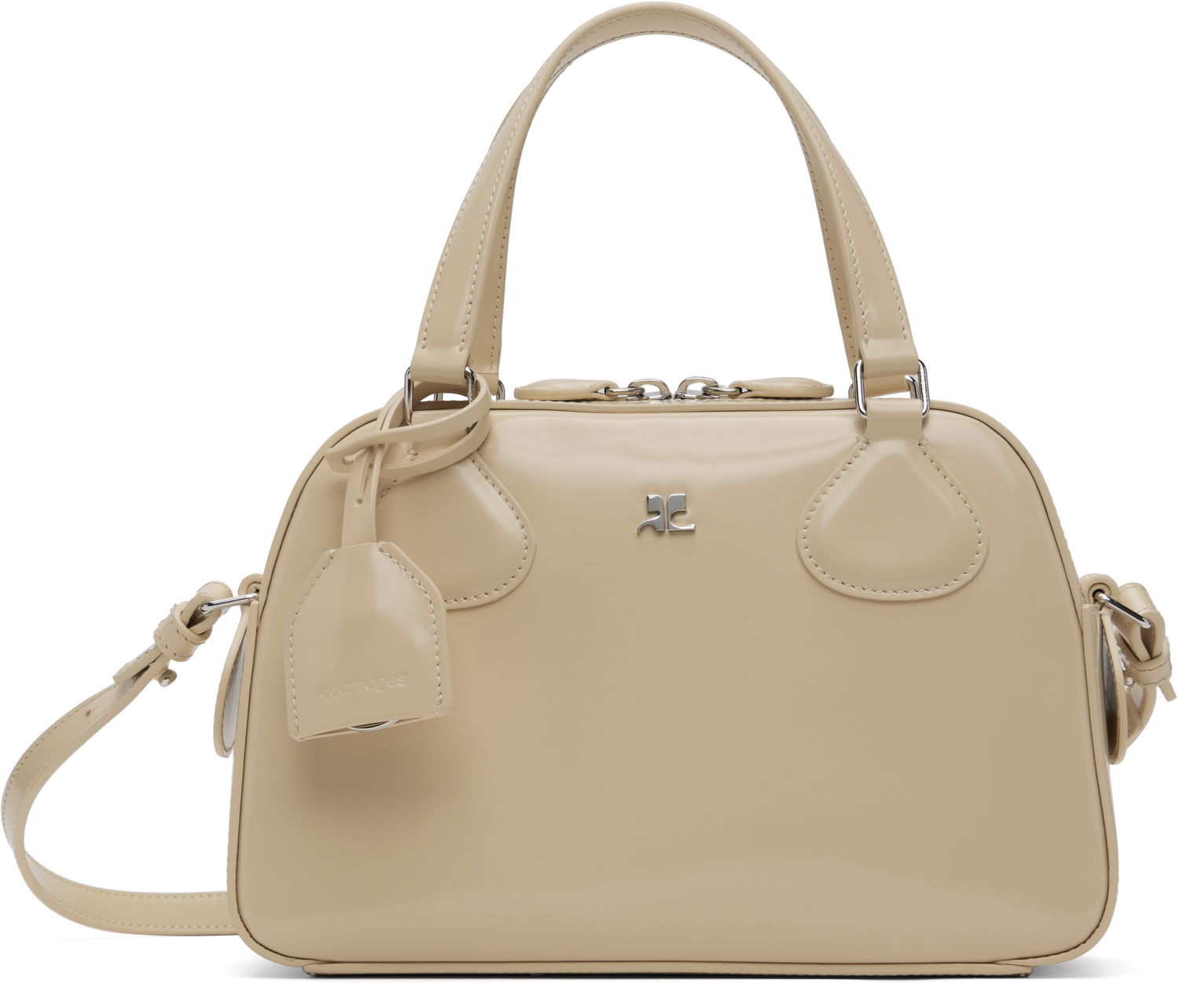Taška cez rameno Courrèges Studded Leather Bowling Bag Béžová | 324GSA130CV0033, 0